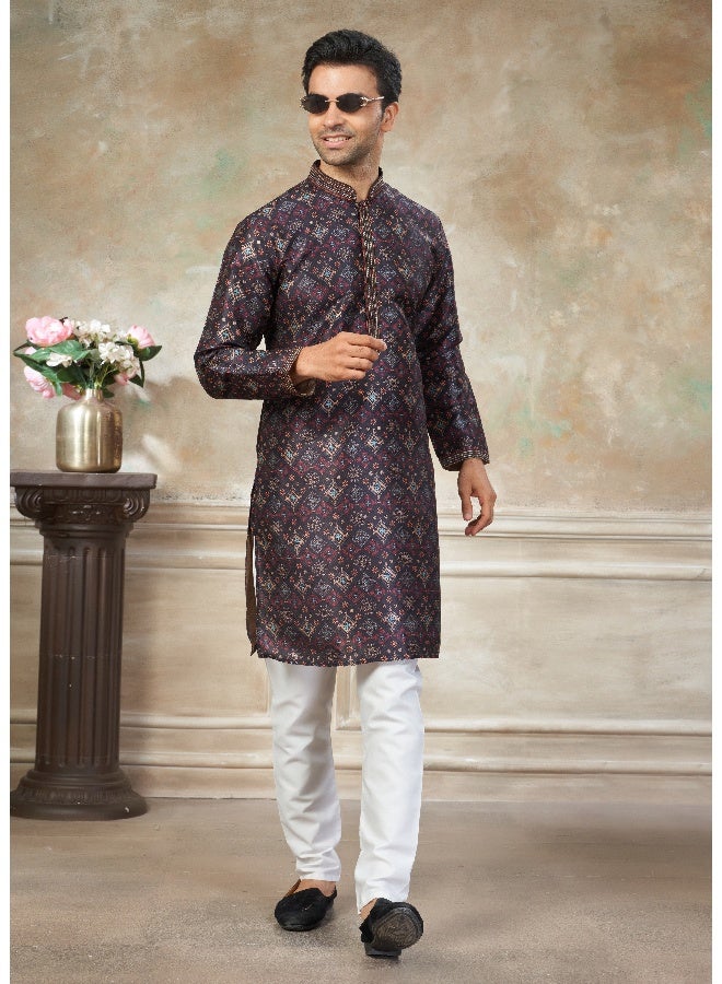 OUTLUK Black Premium Silk Kurta for Men - Image 3